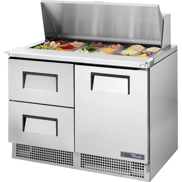 True TFP-48-18M-D-2 | 48" Refrigerated Food Prep Unit  18 Pans  17.7 cu. ft.