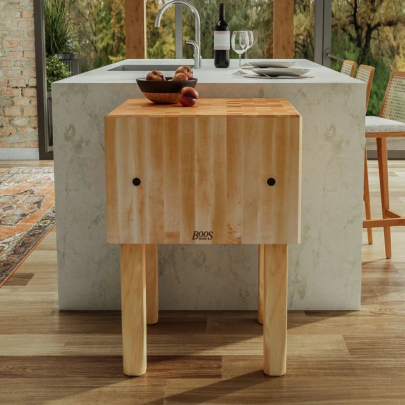 John Boos "AA" Maple Butcher Block Work Table with 16" Thick Top, 35" x 35" x 34" | AA10