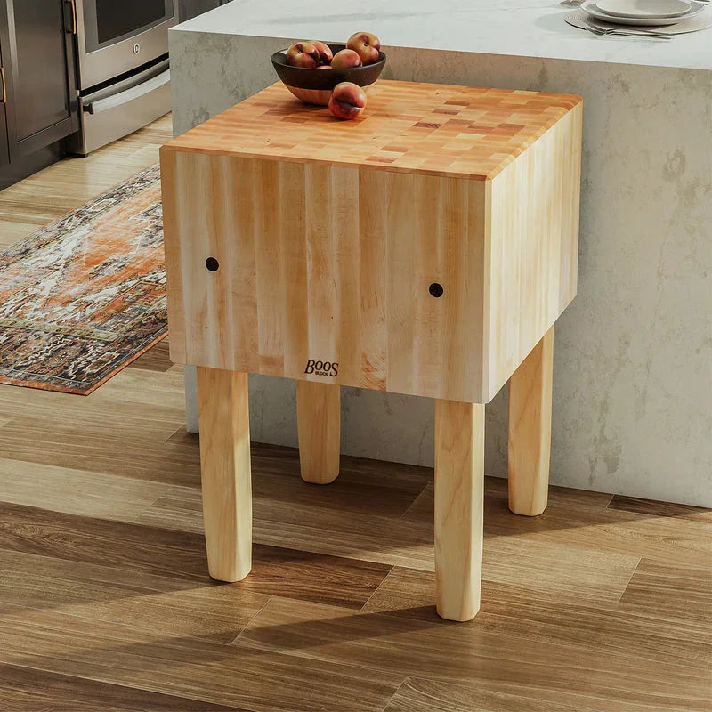 John Boos "AA" Maple Butcher Block Work Table with 16" Thick Top, 24" x 24" x 34" | AA02