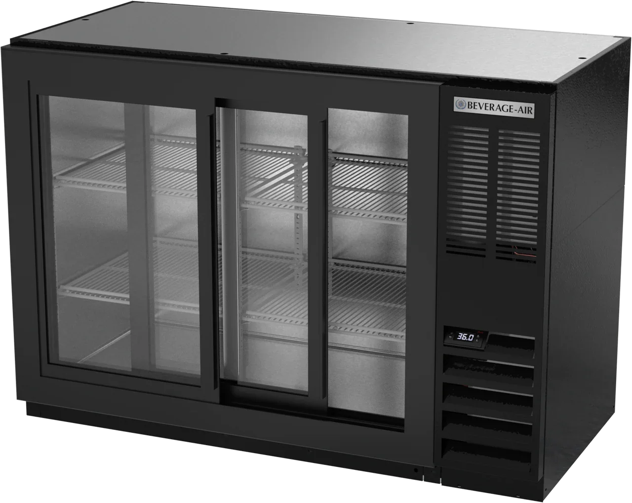 Beverage Air 48" Sliding Glass Doors Back Bar Underbar Refrigerator, 12.4 cu. ft. | BB48HC-1-GS-B