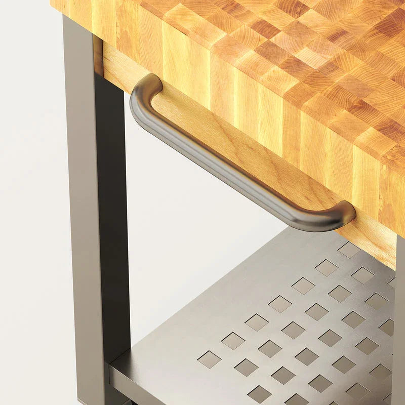 John Boos Maple End Grain Cucina Technica Cart With Undershelf And Towel Bar, 24" x 24" x 35" | CUCT14