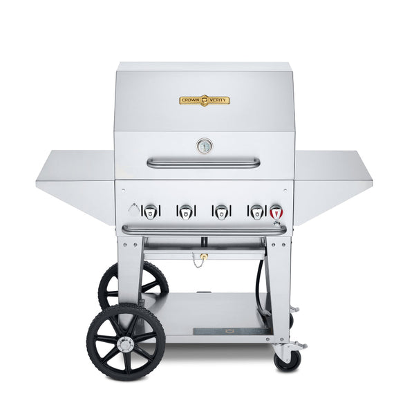 Crown Verity CV-MCB-30PRO Professional Series, Mobile Outdoor Charbroiler, 30 in  Grill Package, LP gas, 2