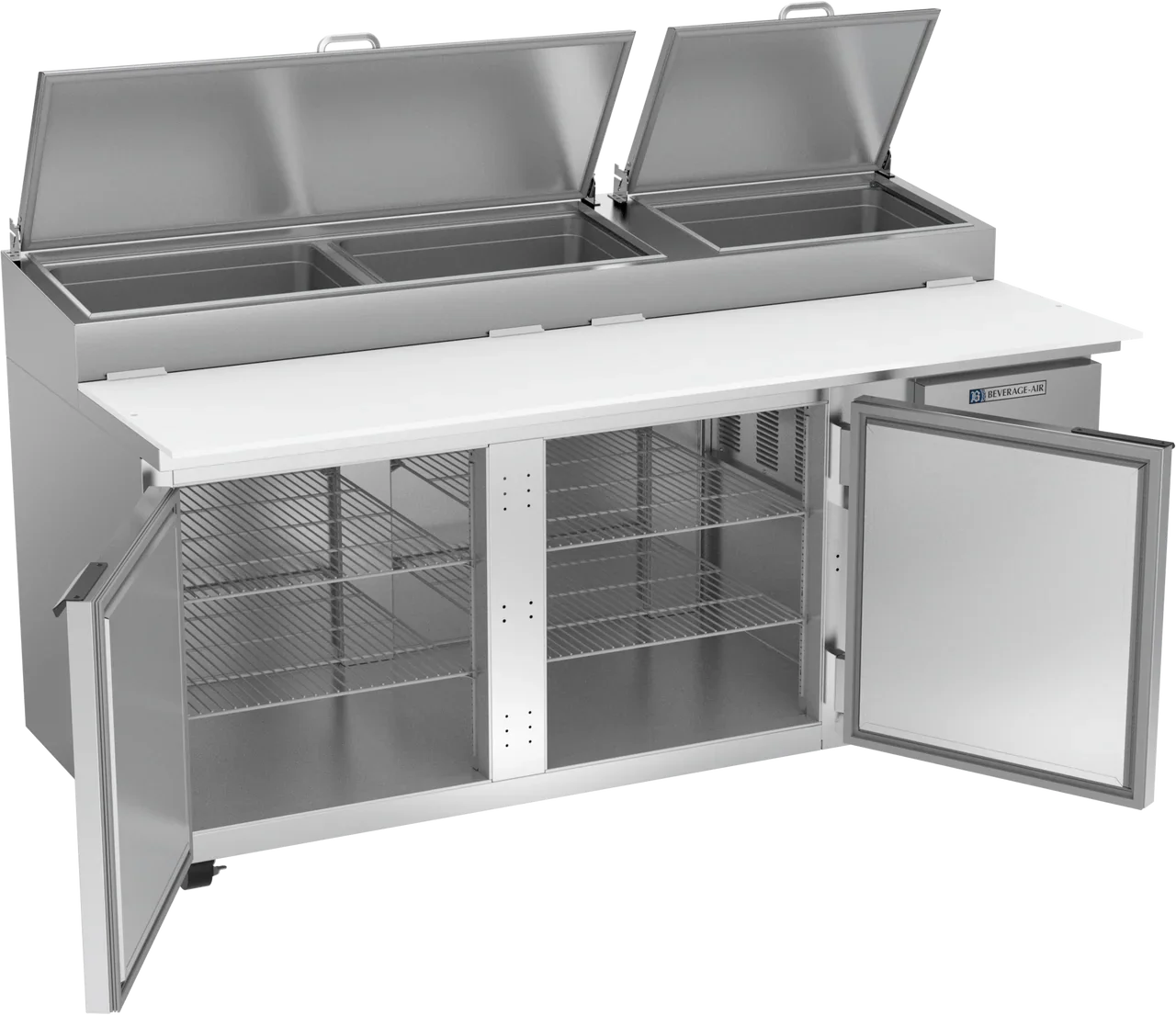 Beverage Air 72" Two Door Refrigerated Pizza Prep Table, 22.8 cu. ft. | DP72HC