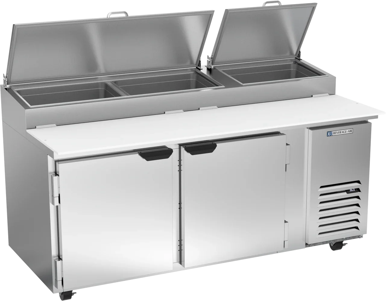 Beverage Air 72" Two Door Refrigerated Pizza Prep Table, 22.8 cu. ft. | DP72HC