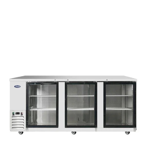 Atosa MBB90GGR | 90" 3-Glass Door Back Bar Cooler  30.1 Cu. Ft.