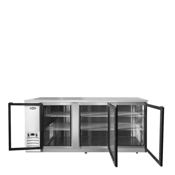 Atosa MBB90GGR | 90" 3-Glass Door Back Bar Cooler  30.1 Cu. Ft.