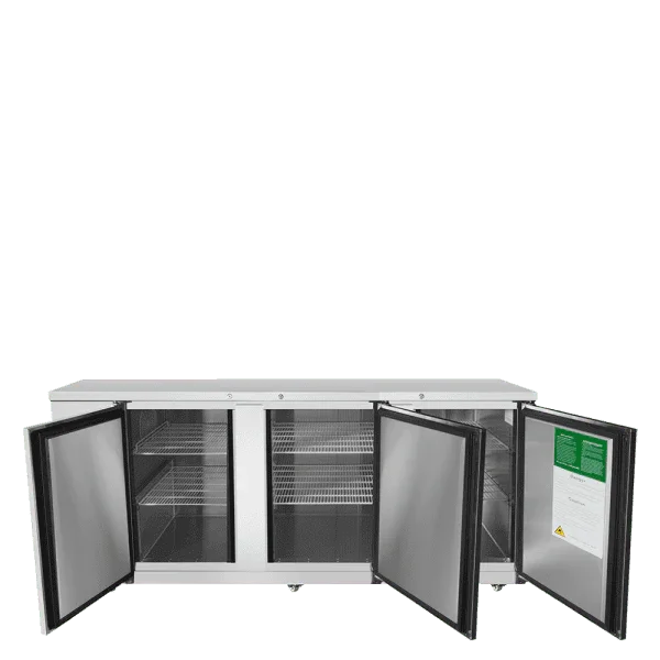 Atosa MBB90GR | 90" 3-Glass Door Back Bar Cooler  30.1 Cu. Ft.