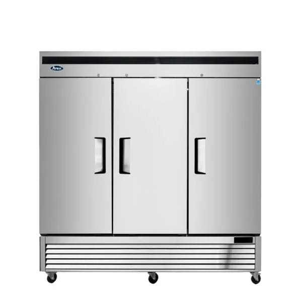 Atosa MBF8504GR | 81" 3-Solid Door Reach-In Freezer  Bottom Mounted  68 Cu. Ft.