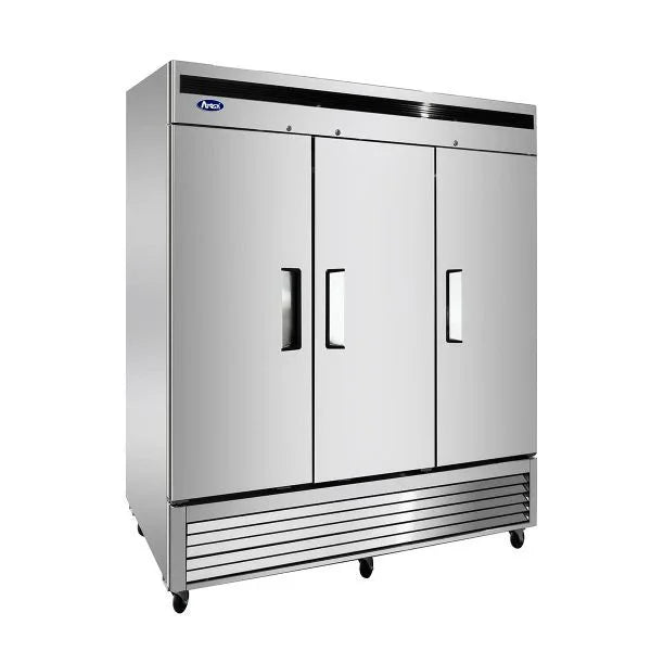 Atosa MBF8504GR | 81" 3-Solid Door Reach-In Freezer  Bottom Mounted  68 Cu. Ft.