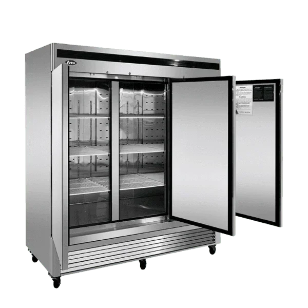 Atosa MBF8508GR | 81" 3-Solid Door Reach-In Refrigerator  Bottom Mounted  60 Cu. Ft.