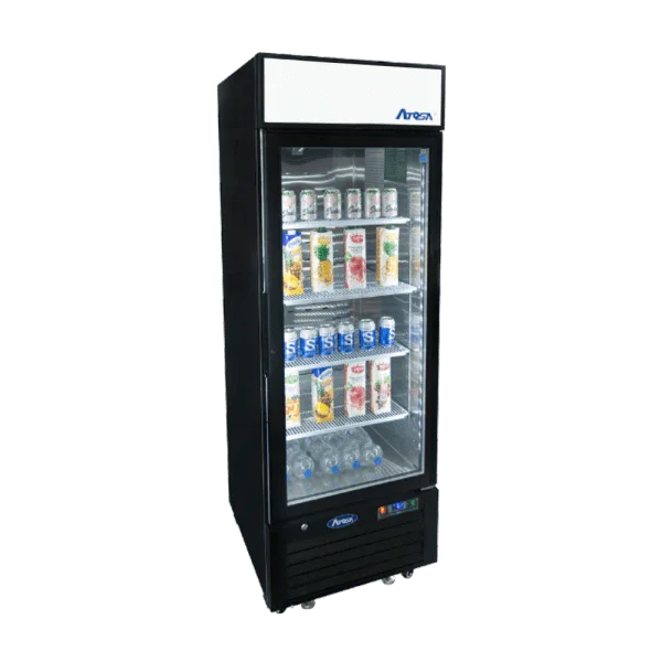 Atosa MCF8722GR | 27" Black Cabinet Merchandiser Cooler  Bottom Mounted  19.39 Cu. Ft.