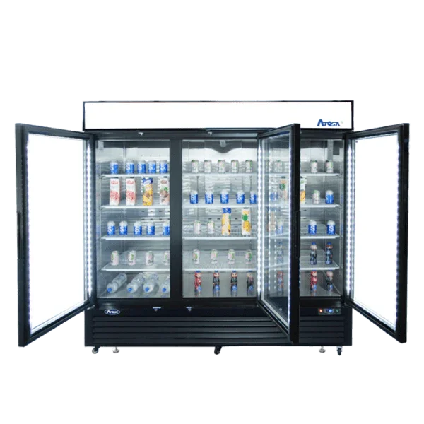 Atosa MCF8724GR | 81" 3-Glass Door Cooler  Bottom Mounted  69.5 Cu. Ft.