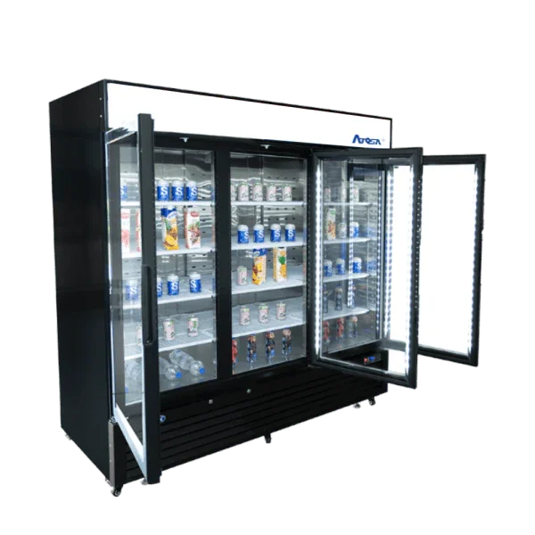 Atosa MCF8724GR | 81" 3-Glass Door Cooler  Bottom Mounted  69.5 Cu. Ft.