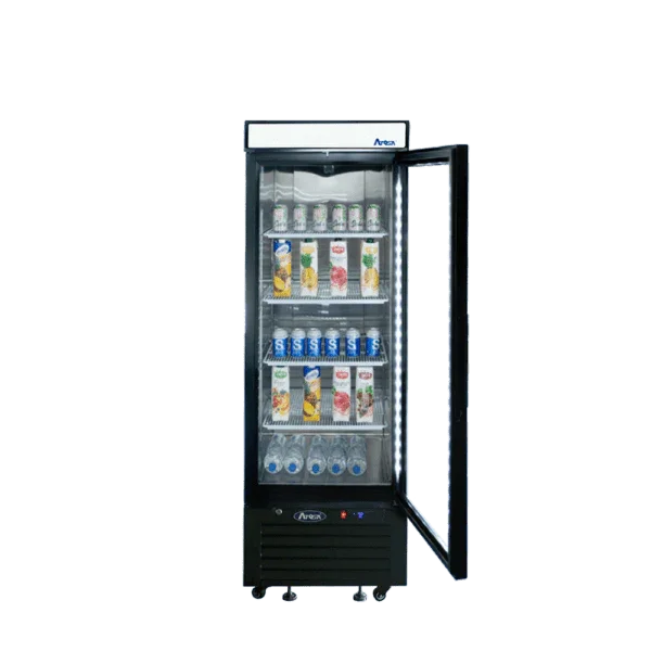 Atosa MCF8726GR | 24" 1-Glass Door Black Cabinet Merchandiser Cooler  Bottom Mounted  8.3 Cu. Ft.