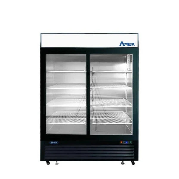 Atosa MCF8727GR | 54" 2-Sliding Glass Door  Black Cabinet Refrigerated Merchandiser  Bottom Mounted  44.9 Cu. Ft.