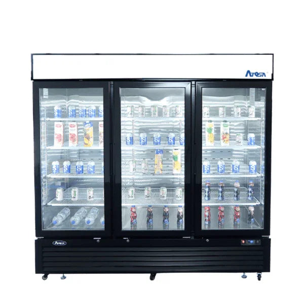 Atosa MCF8728GR | 87" 3-Glass Door Freezer  Merchandiser  Bottom Mounted  64.4 Cu. Ft.