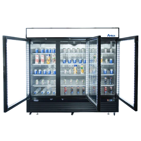 Atosa MCF8728GR | 87" 3-Glass Door Freezer  Merchandiser  Bottom Mounted  64.4 Cu. Ft.