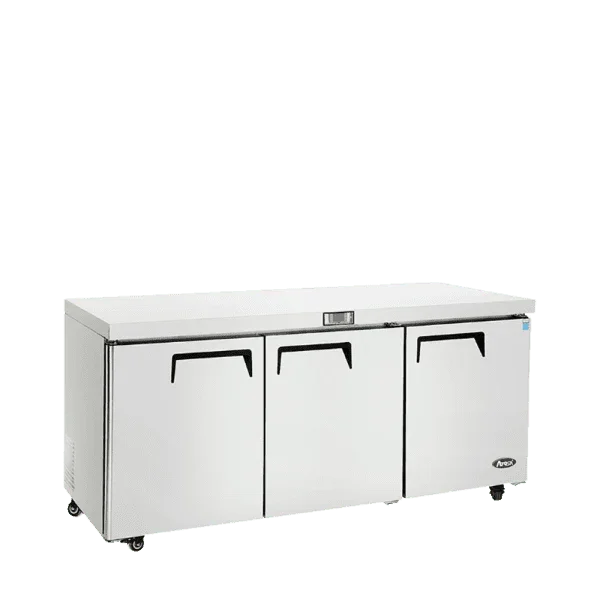 Atosa MGF8404GR | 72" 3-Door Undercounter Refrigerator  21.13 Cu. Ft.