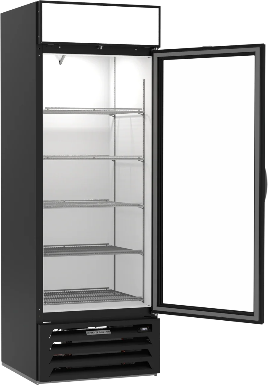 Beverage Air 27.25" MarketMax Glass Door Black Merchandiser Freezer, Bottom Mounted, 19.08 cu. ft.| MMF19HC-1-B