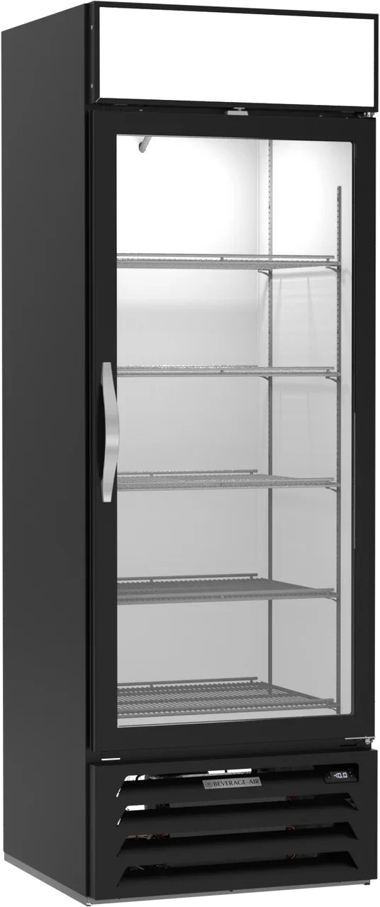 Beverage Air 27.25" MarketMax Glass Door Black Merchandiser Freezer, Bottom Mounted, 19.08 cu. ft.| MMF19HC-1-B