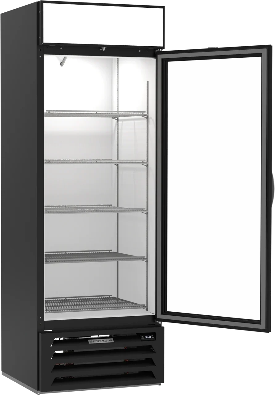 Beverage Air 27" MarketMax Glass Door Black Merchandiser Refrigerator, Bottom Mounted, 19.08 cu. ft. | MMR19HC-1-B