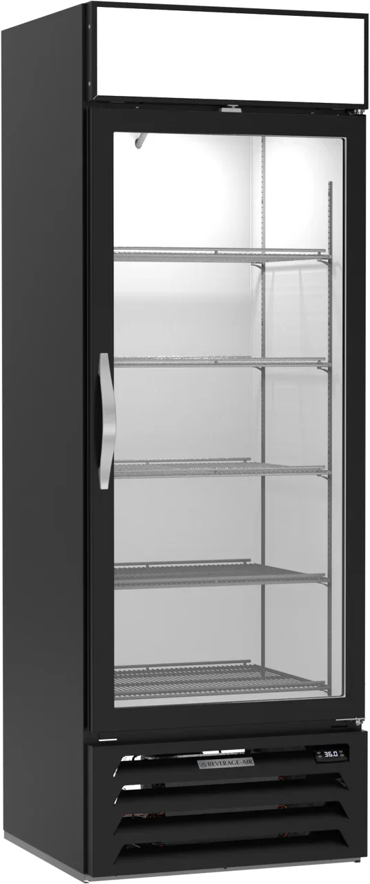 Beverage Air 27" MarketMax Glass Door Black Merchandiser Refrigerator, Bottom Mounted, 19.08 cu. ft. | MMR19HC-1-B