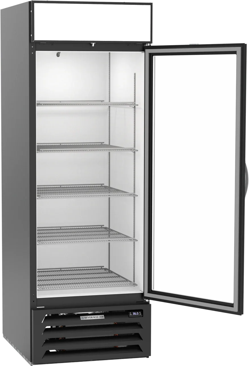 Beverage Air 27" MarketMax Glass Door Black Merchandiser Refrigerator, Bottom Mounted, 23.32 cu. ft. | MMR23HC-1-B