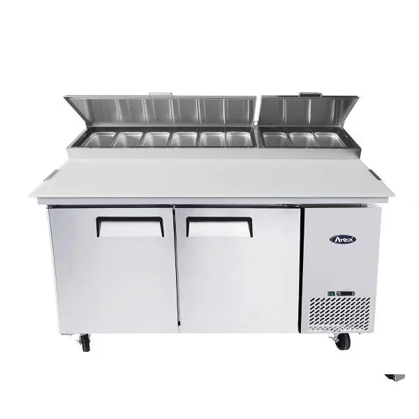 Atosa MPF8202GR | 67" 2-Door Refrigerated Pizza Prep Table