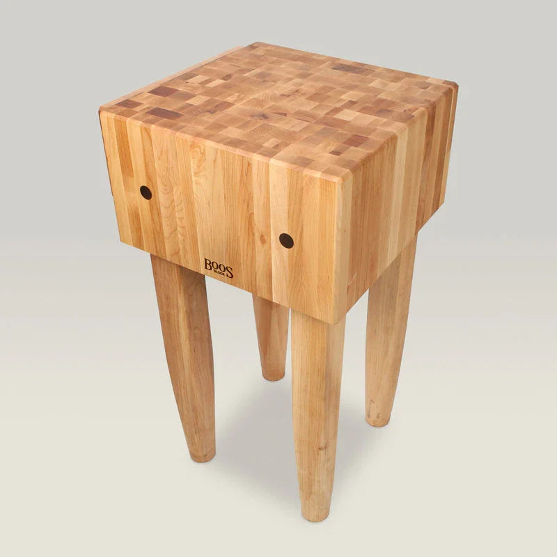 John Boos Maple Wood Butcher's Block with Knife Holder and 10" Thick Top, 18" x 18" x 34" | PCA1