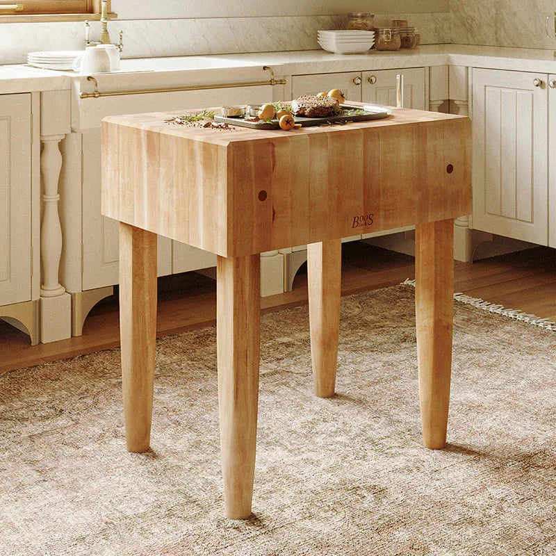 John Boos Maple Wood Butcher's Block with Knife Holder and 10" Thick Top, 24" x 18" x 34" | PCA2