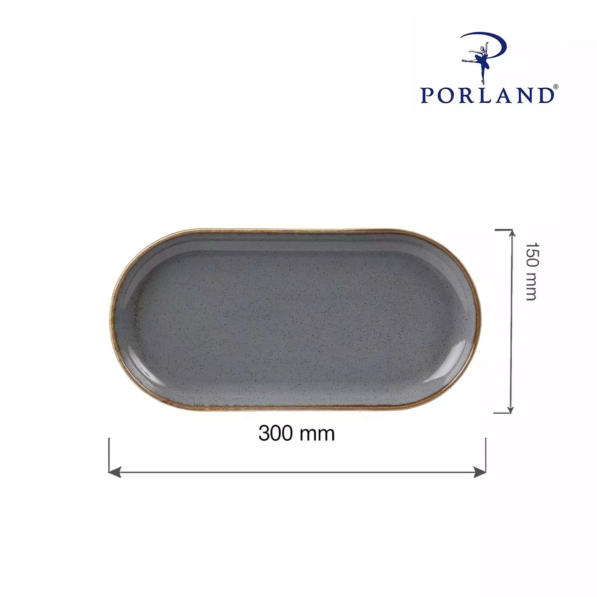 Porland Seasons 30 cm Dark Grey Rectangular Platter, 5 7/8" x 11 3/4" (6/Case) | 04ALM002443