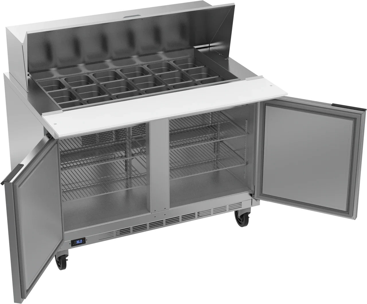Beverage Air 48" Two Door Mega Top Refrigerated Sandwich Prep Table, 13.01 cu. ft. | SPE48HC-18M