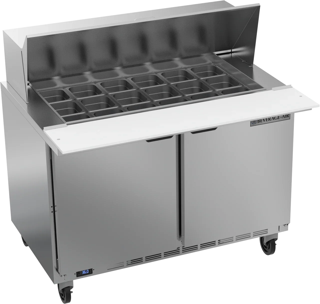 Beverage Air 48" Two Door Mega Top Refrigerated Sandwich Prep Table, 13.01 cu. ft. | SPE48HC-18M