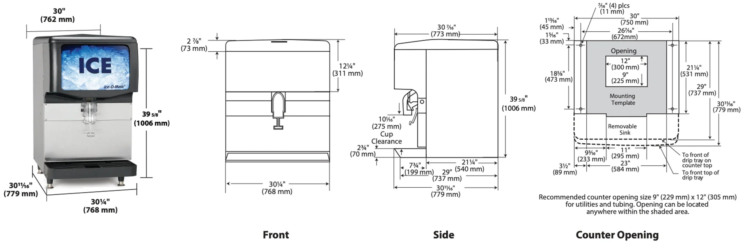 ICE-O-MATIC 30" Countertop Ice Dispenser (250 lb. Storage Capacity) | IOD250