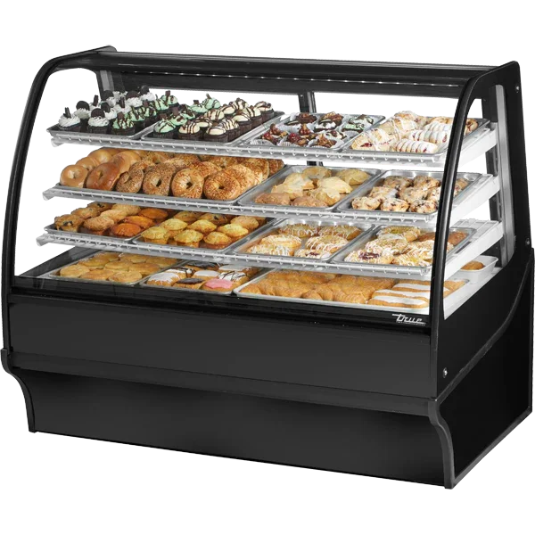 True TDM-DC-59-GE/GE-B-W | 59" Black Glass End Dry Glass Merchandiser Display Case