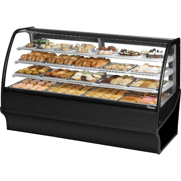 True TDM-DC-77-GE/GE-B-W | 77" Black Glass End Dry Merchandiser Display Case