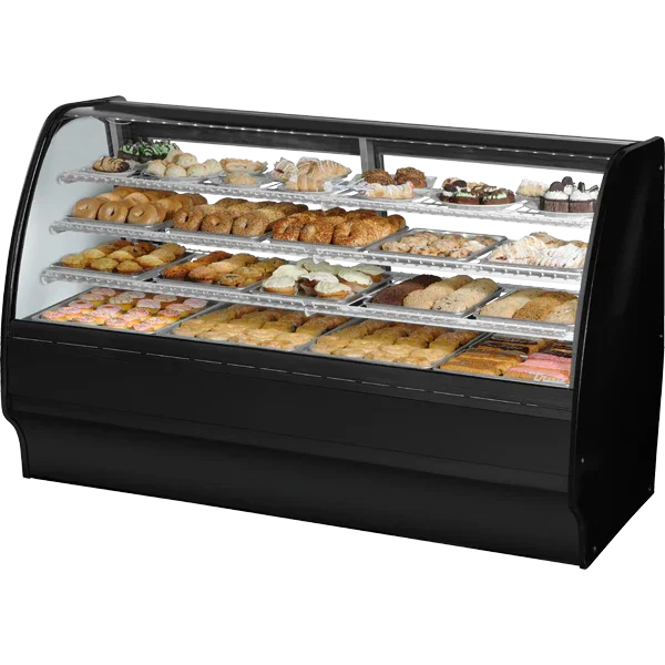 True TGM-DC-77-SC/SC-B-W | 77" Black Solid End Dry Merchandiser Display Case