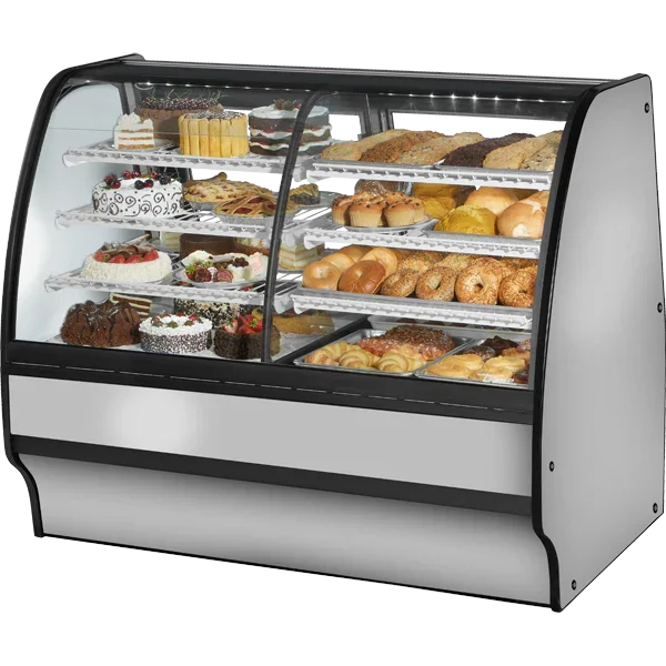 True TGM-DZ-59-SC/SC-S-W | 59" Curved Glass Dual Zone Refrigerated Merchandiser | 10.7 cu. ft.