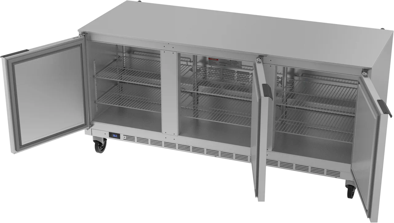 Beverage Air 72" Undercounter Three Door Refrigerator, 17.88 cu. ft. | UCR72AHC