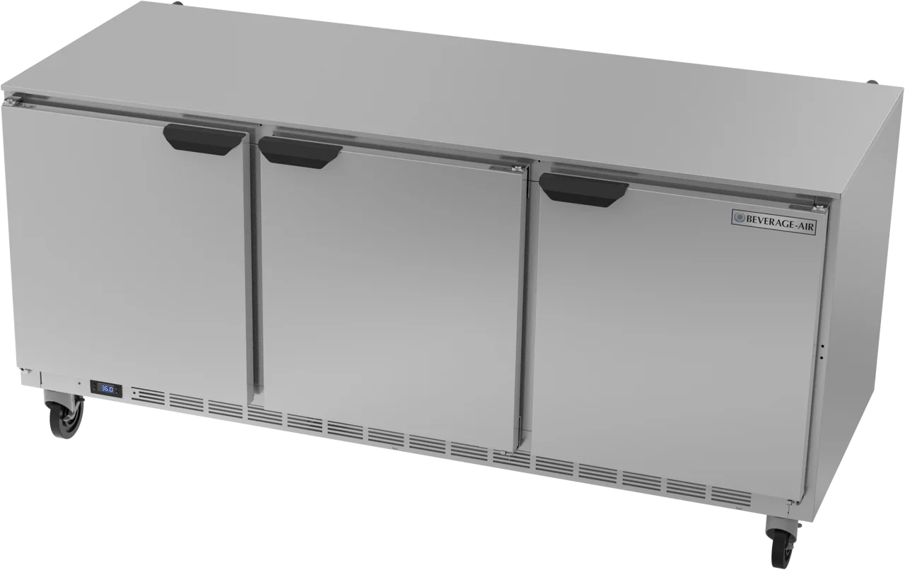 Beverage Air 72" Undercounter Three Door Refrigerator, 17.88 cu. ft. | UCR72AHC