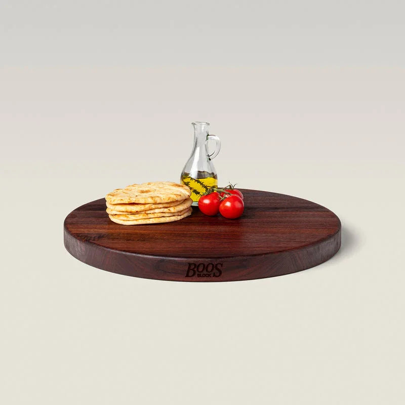 John Boos Reversible Walnut Round Cutting Board, 18" x 1.5" | WAL-R18