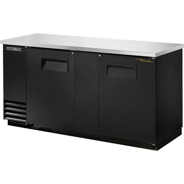 True TBB-3-HC | 69" 2-Solid Door Black Back Bar Cooler | 24.4 cu. ft.