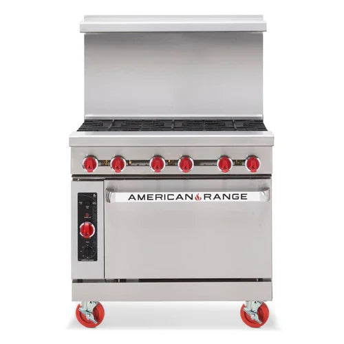 AMERICAN RANGE AR-6-C 36-inch Restaurant Range with Open Burners and Convection Oven