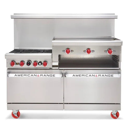 AMERICAN RANGE AR-6B-24RG 60-Inch Gas Restaurant Range with Open Burners and Griddle
