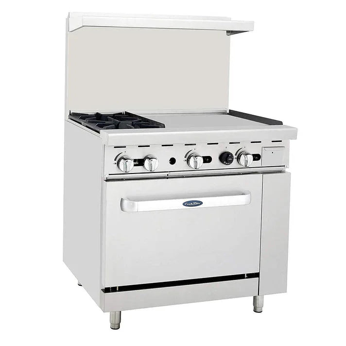 Atosa AGR-2B24GR-LP | Cook Rite | 36" 2-Burner Range | 24" Griddle Top | LPG