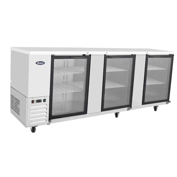 Atosa MBB90GGR | 90" 3-Glass Door Back Bar Cooler  30.1 Cu. Ft.