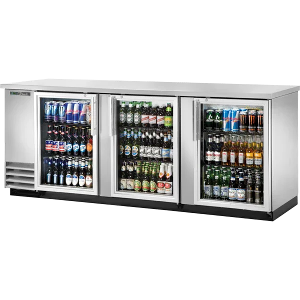 True TBB-4G-S-HC-LD | 90" 3-Glass Door Back Bar Cooler  32.8 cu. ft.