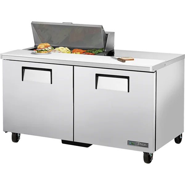 True TSSU-60-08-HC | 60" 2-Solid Door Refrigerated Sandwich / Salad Prep Table  8 Pans