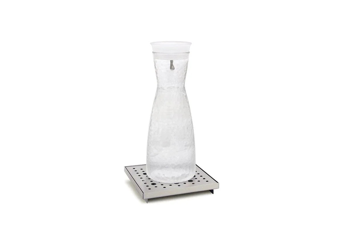 Front Of The House 6" Square Brushed Stainless Footed Drip Tray - Silver (6/Case) | BPT036BSS22