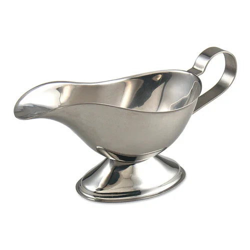 Browne 515061 Gravy Boat, 8 oz., 9 in  x 4-3/10 in , gadroon base, stainless steel, mirror fin
